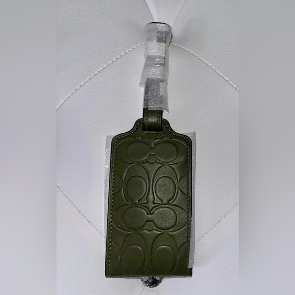 NEW Coach Signature Leather Dark Shamrock Green Luggage Tag - Picture 7 of 11